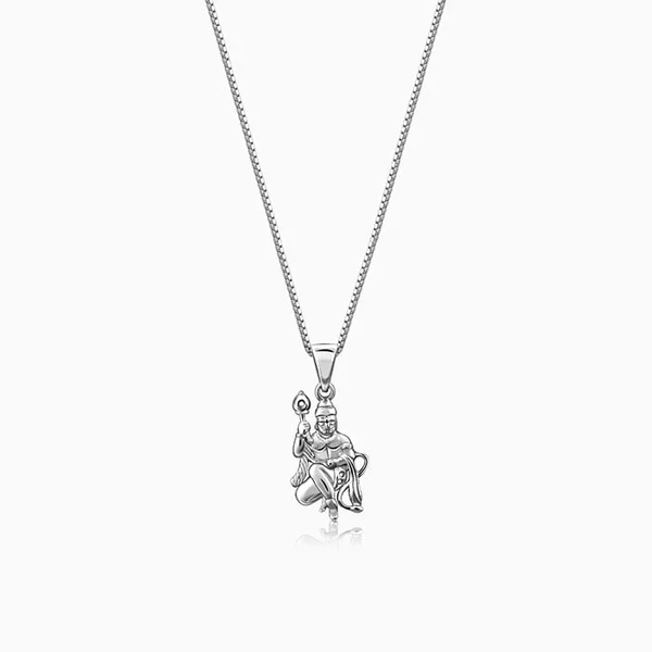 Silver Radha-Krishna Pendant with Box Chain